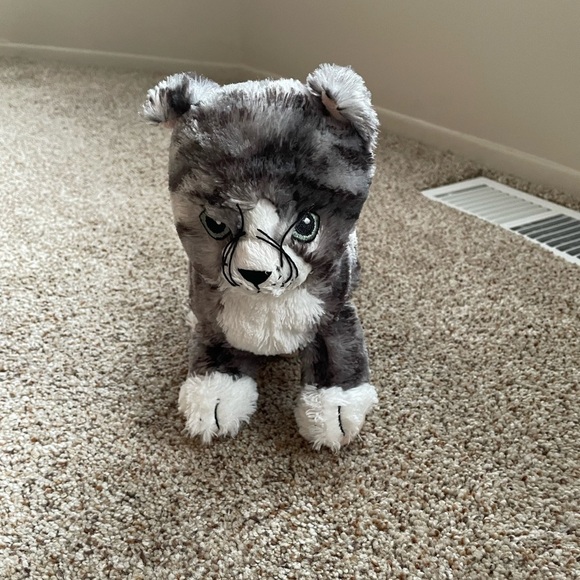 Tabby Cat Plush IKEA LILLEPLUTT Gray White Striped Tuxedo Kitty Stuffed Animal - Picture 2 of 6